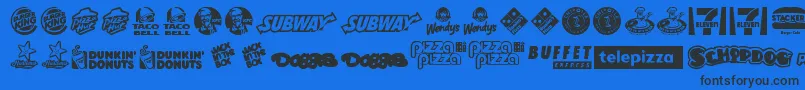 FastFoodLogos Font – Black Fonts on Blue Background