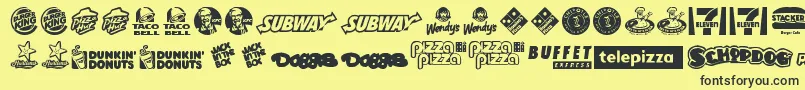 Fonte FastFoodLogos – fontes pretas em um fundo amarelo