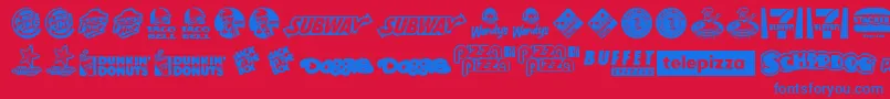 FastFoodLogos Font – Blue Fonts on Red Background