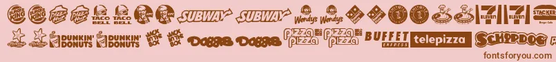 FastFoodLogos-Schriftart – Braune Schriften auf rosa Hintergrund