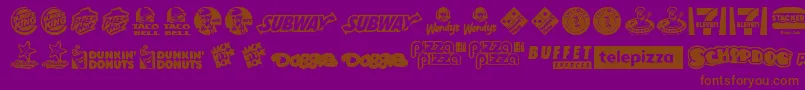 FastFoodLogos-Schriftart – Braune Schriften auf violettem Hintergrund