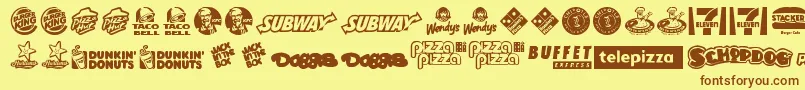 Шрифт FastFoodLogos – коричневые шрифты на жёлтом фоне