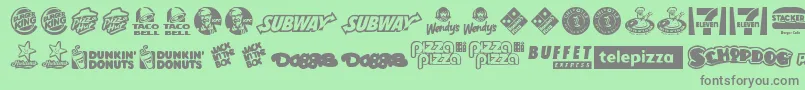 フォントFastFoodLogos – 緑の背景に灰色の文字