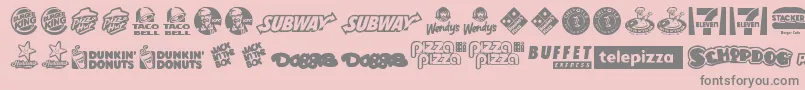 FastFoodLogos-Schriftart – Graue Schriften auf rosa Hintergrund