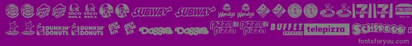 フォントFastFoodLogos – 紫の背景に灰色の文字