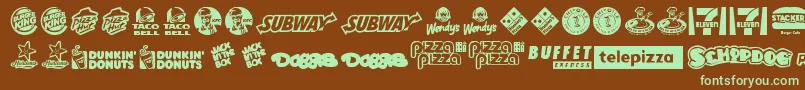 Шрифт FastFoodLogos – зелёные шрифты на коричневом фоне