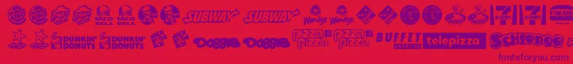 Шрифт FastFoodLogos – фиолетовые шрифты на красном фоне