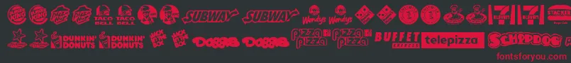 FastFoodLogos-Schriftart – Rote Schriften auf schwarzem Hintergrund