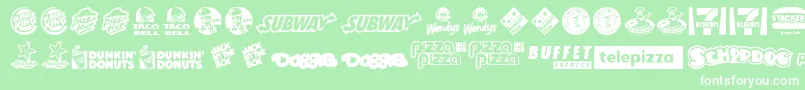 FastFoodLogos-Schriftart – Weiße Schriften auf grünem Hintergrund