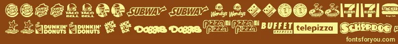 Шрифт FastFoodLogos – жёлтые шрифты на коричневом фоне