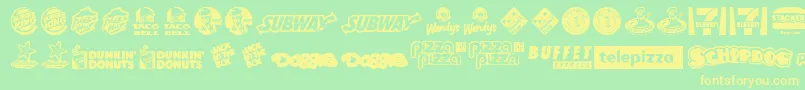 FastFoodLogos Font – Yellow Fonts on Green Background