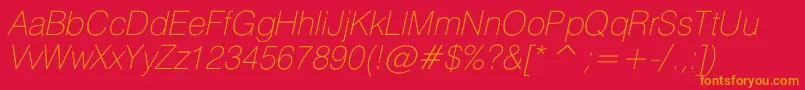 HeliosthincItalic Font – Orange Fonts on Red Background