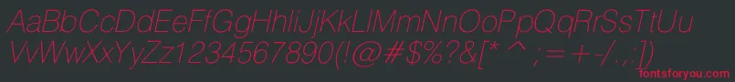 HeliosthincItalic Font – Red Fonts on Black Background