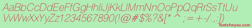 HeliosthincItalic Font – Red Fonts on Green Background