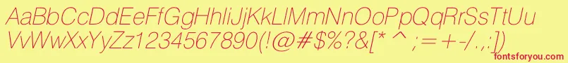 HeliosthincItalic Font – Red Fonts on Yellow Background