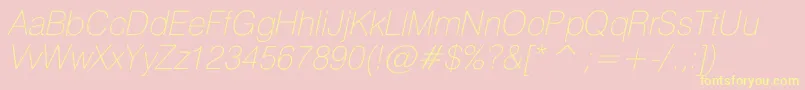 HeliosthincItalic Font – Yellow Fonts on Pink Background