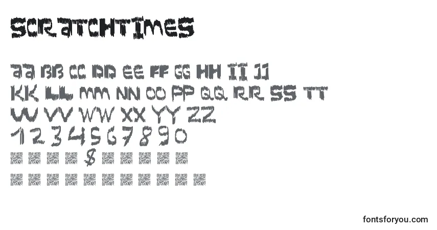 A fonte Scratchtimes – alfabeto, números, caracteres especiais