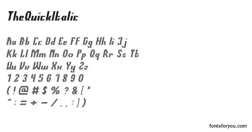 Шрифт TheQuickItalic – алфавит, цифры, специальные символы
