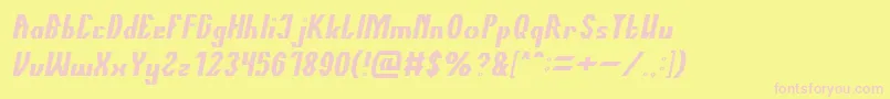 TheQuickItalic Font – Pink Fonts on Yellow Background