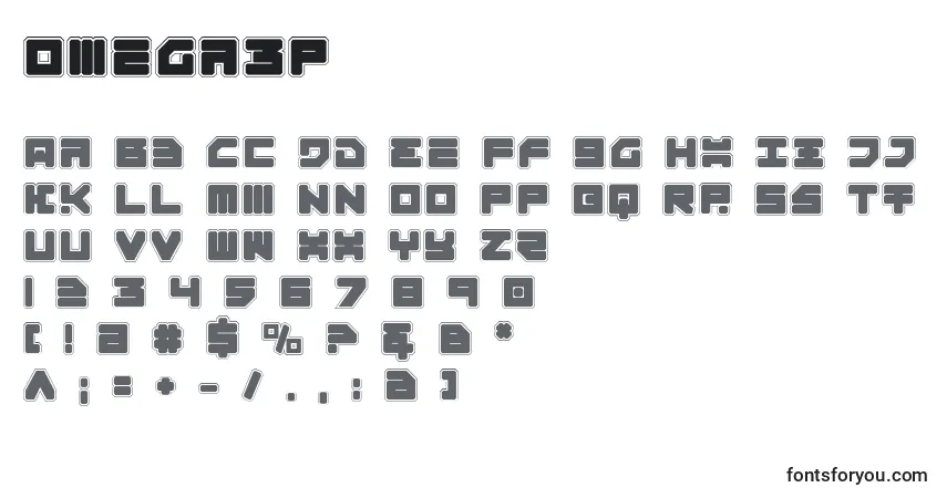 Schriftart Omega3p – Alphabet, Zahlen, spezielle Symbole