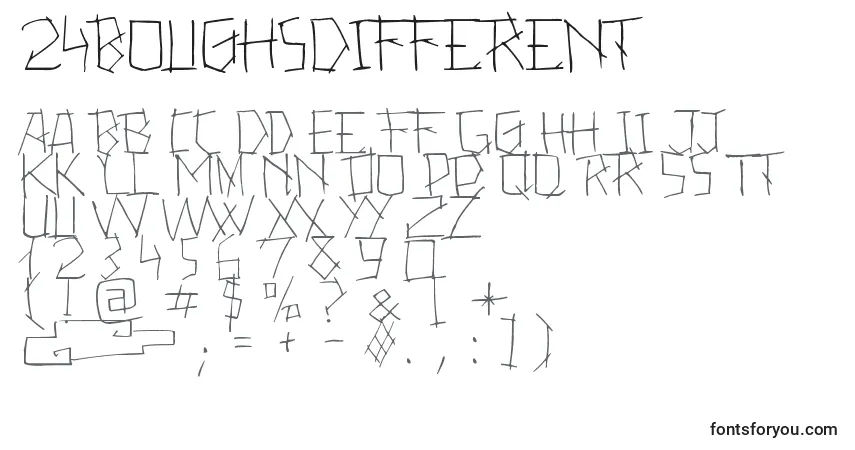 Czcionka 24BoughsDifferent – alfabet, cyfry, specjalne znaki