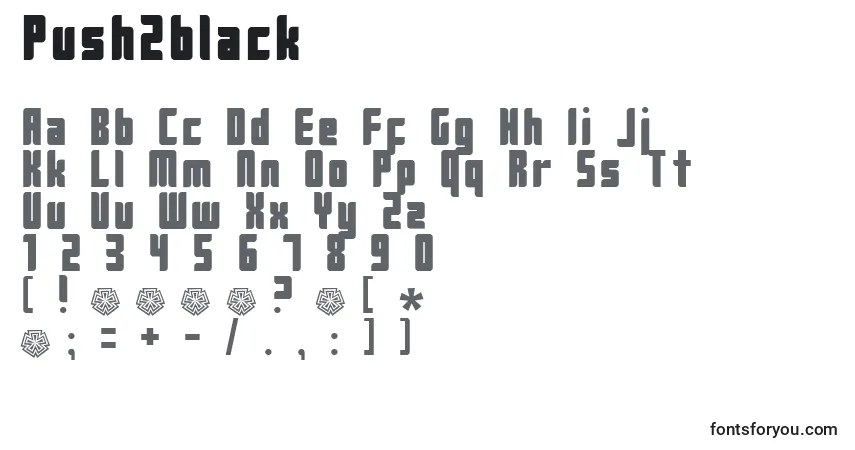 Schriftart Push2black – Alphabet, Zahlen, spezielle Symbole