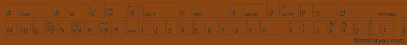 フォントKeyfontrussian – 黒い文字が茶色の背景にあります