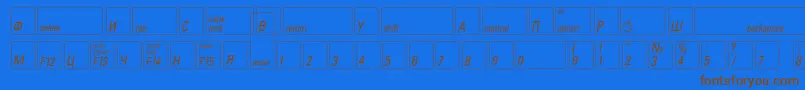 Czcionka Keyfontrussian – brązowe czcionki na niebieskim tle