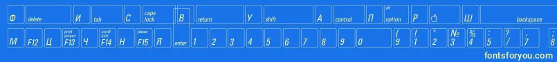 フォントKeyfontrussian – 黄色の文字、青い背景