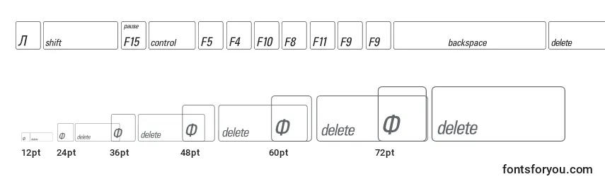 Размеры шрифта Keyfontrussian