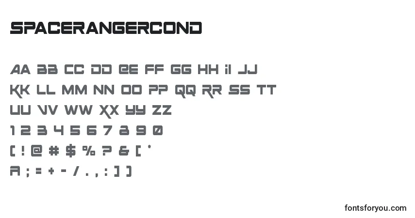 Spacerangercond-fontti – aakkoset, numerot, erikoismerkit