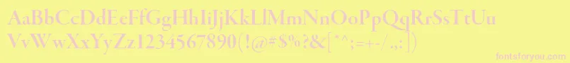 GaramondpremrproSmbddisp-Schriftart – Rosa Schriften auf gelbem Hintergrund