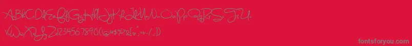 BmdSweetlyBrokenSemibold-Schriftart – Graue Schriften auf rotem Hintergrund