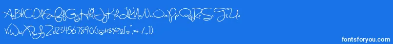 BmdSweetlyBrokenSemibold-Schriftart – Weiße Schriften auf blauem Hintergrund