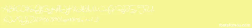 Fonte BmdSweetlyBrokenSemibold – fontes brancas em um fundo amarelo