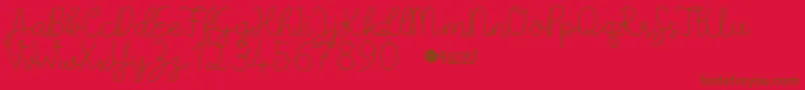 PaperbowDemo-fontti – ruskeat fontit punaisella taustalla