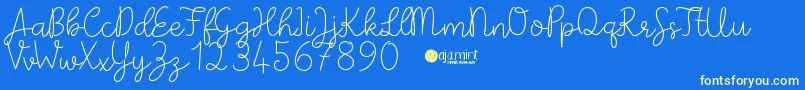 PaperbowDemo Font – Yellow Fonts on Blue Background