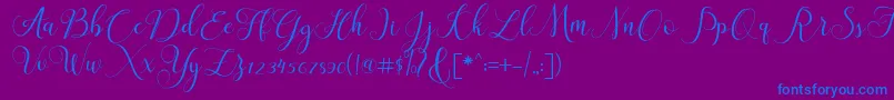 ClaudiaScript-Schriftart – Blaue Schriften auf violettem Hintergrund