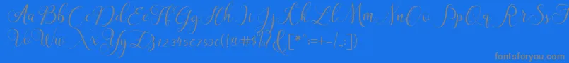 ClaudiaScript-Schriftart – Graue Schriften auf blauem Hintergrund