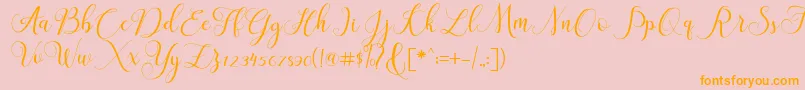 ClaudiaScript Font – Orange Fonts on Pink Background