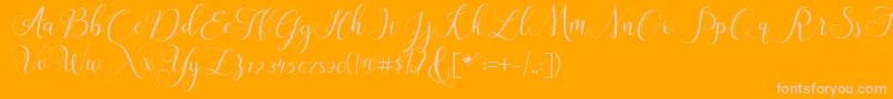 ClaudiaScript-Schriftart – Rosa Schriften auf orangefarbenem Hintergrund