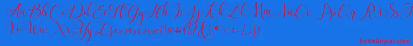 ClaudiaScript-Schriftart – Rote Schriften auf blauem Hintergrund