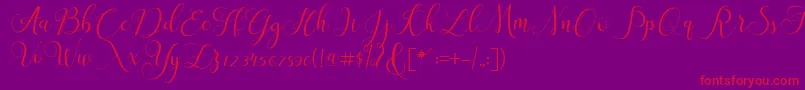 ClaudiaScript Font – Red Fonts on Purple Background