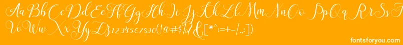 ClaudiaScript-Schriftart – Weiße Schriften auf orangefarbenem Hintergrund