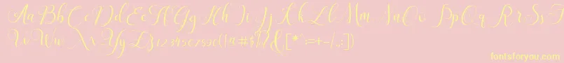 ClaudiaScript-Schriftart – Gelbe Schriften auf rosa Hintergrund