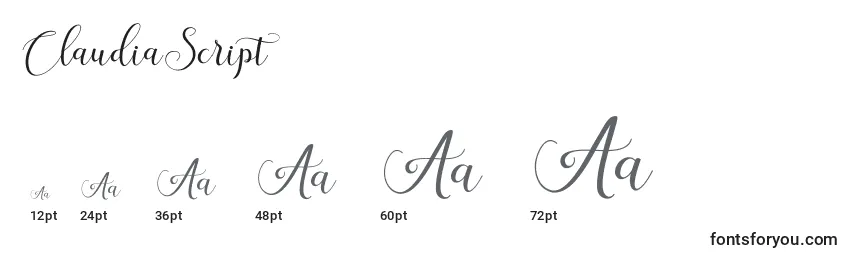 ClaudiaScript Font Sizes