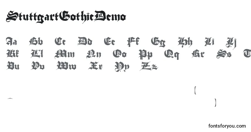 Czcionka StuttgartGothicDemo – alfabet, cyfry, specjalne znaki