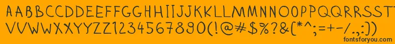 Zhizn-Schriftart – Schwarze Schriften auf orangefarbenem Hintergrund