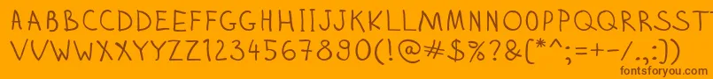 Zhizn-Schriftart – Braune Schriften auf orangefarbenem Hintergrund