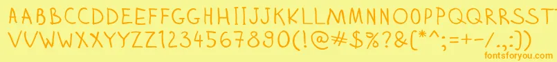 フォントZhizn – オレンジの文字が黄色の背景にあります。